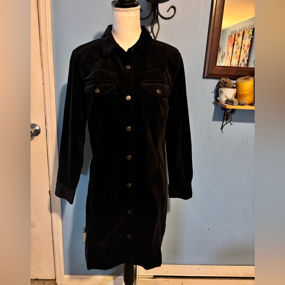 Gap, Black Velour, Button Down, Dress